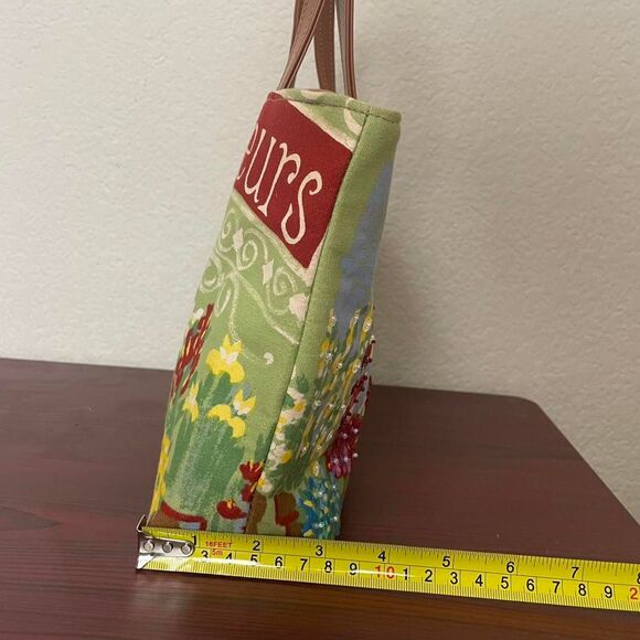 Floral Beaded Embellished Shoulder Bag Flower Shop Purse 100% Cotton - Picture 6 of 8